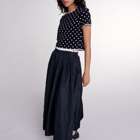 Contrast Trim Flared Skirt