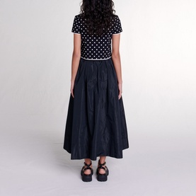 Contrast Trim Flared Skirt