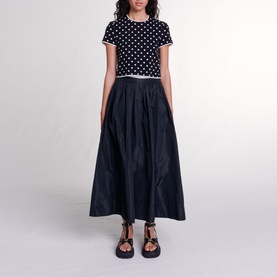 Contrast Trim Flared Skirt