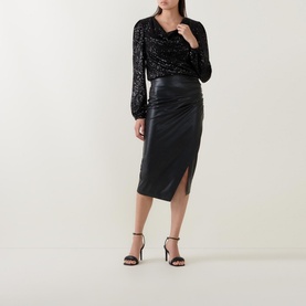 Leatherette Pencil Skirt