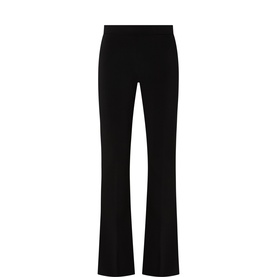 Joseph Ribkoff Flared-Leg Trousers in black, high-rise pull-on style with a covered waistband and full-length flared hem