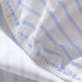 180 Thread Count Pinstripe Blue Fitted Sheet