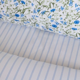 180 Thread Count Pinstripe Blue Fitted Sheet