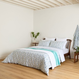 180 Thread Count Pinstripe Blue Fitted Sheet