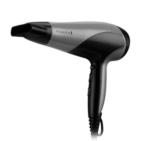 Remington Silver Hair Dryer 2200w in silver and black with concentrator nozzle attachment and coiled cable