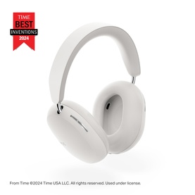 Sonos Ace Headphones in white, over-ear wireless design with cushioned ear cups and silver headband detail, Time Best Inventions 2024 badge