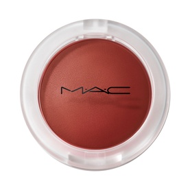 MAC Glow Play Cushiony Blush in Pinch Of Marrakesh, 7.3g compact, warm terracotta-red cream blush in clear pot