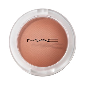 MAC Glow Play Cushiony Blush in True Harmony, open compact revealing matte peachy-nude powder, 7.3g
