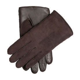 Dents Pembrey Touchscreen Gloves in brown suede with smooth leather details, single stitch detailing and perforated finger panels