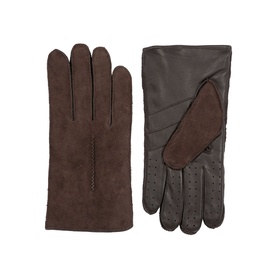 Dents Pembrey Touchscreen Gloves in brown, showing suede upper with smooth leather palm detail and perforated finger accents
