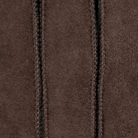 Dents Pembrey Touchscreen Gloves in brown suede, close-up showing single stitch detail on unlined suede upper