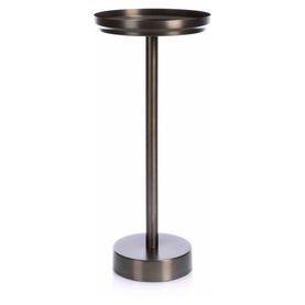XL Boom Rondo Tray Table in black stainless steel, pedestal-style side table with circular tray top and round base