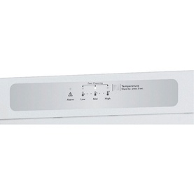 Indesit Freestanding 60cm NoFrost Freezer 223L white control panel close-up showing alarm, temperature and frost function indicators