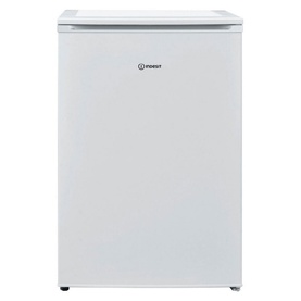Indesit Freestanding Under Counter Fridge in white, compact single-door design with Indesit logo on front panel