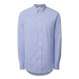Micro Gingham Print Logo Shirt
