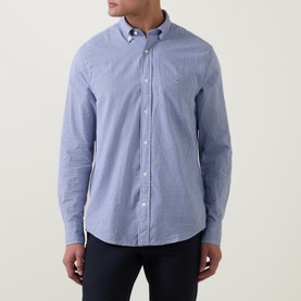 Micro Gingham Print Logo Shirt