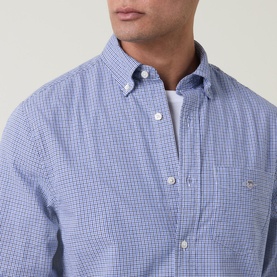 Micro Gingham Print Logo Shirt