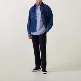 Micro Gingham Print Logo Shirt