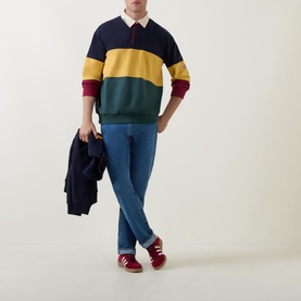 Colour-Block Heavy Rugger Sweatshirt
