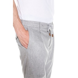 Mid-Rise Drawstring Casual Trousers