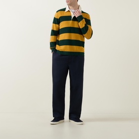 Striped Extra-Fine Knit Rugger Sweater