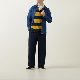Striped Extra-Fine Knit Rugger Sweater
