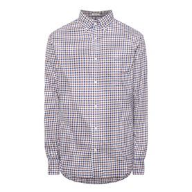 Gant Checked Light Twill Regular Shirt in multicolour small check, button-down collar, one chest pocket, curved hem, 100% cotton