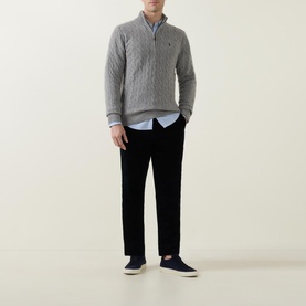 Cable-Knit Half-Zip Sweater