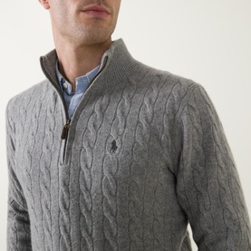 Cable-Knit Half-Zip Sweater