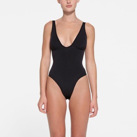 Deep Plunge Thong Bodysuit Onyx