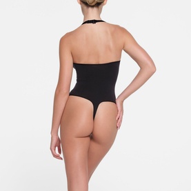 Deep Plunge Thong Bodysuit Onyx