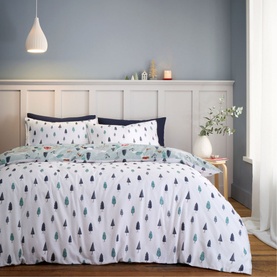Brushed Winter Scene Duvet Set Blue