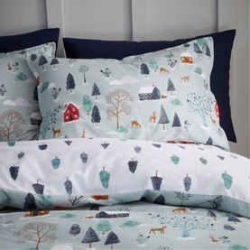 Brushed Winter Scene Duvet Set Blue