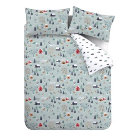 Brushed Winter Scene Duvet Set Blue