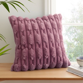 Carved Faux Fur Cushion Pink