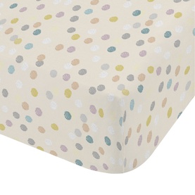 Bianca Brushed Balloon Fitted Sheet White in 100% cotton with multicolour pastel spot print on cream ground