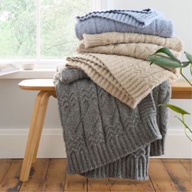 Cable Knit Throw Grey