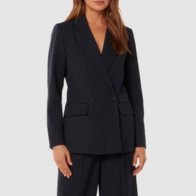 Bella Double-Breasted Pinstripe Blazer