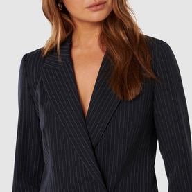 Bella Double-Breasted Pinstripe Blazer