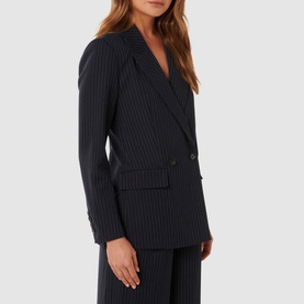 Bella Double-Breasted Pinstripe Blazer