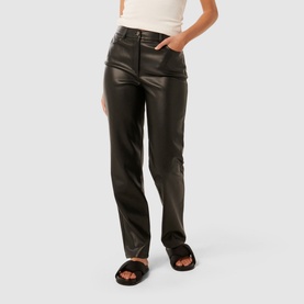 Una High-Rise Straight Leg Faux Leather Trousers