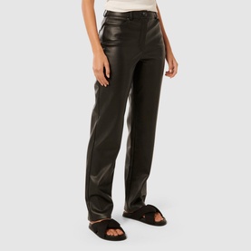 Una High-Rise Straight Leg Faux Leather Trousers