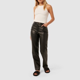 Una High-Rise Straight Leg Faux Leather Trousers