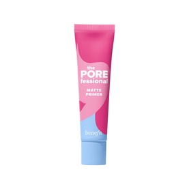 Benefit The POREfessional Matte Primer in a pink and blue squeeze tube, makeup primer for a matte finish