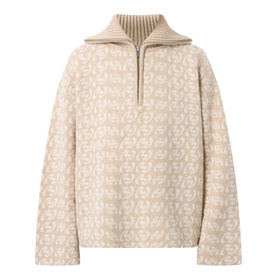 Cass Monogram Half-Zip Sweater