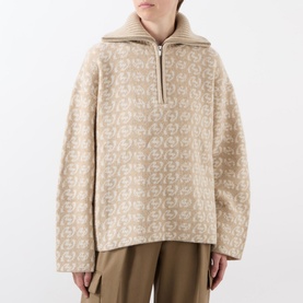 Cass Monogram Half-Zip Sweater