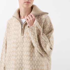 Cass Monogram Half-Zip Sweater