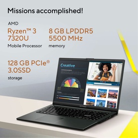 15.6" Ryzen 3 8GB RAM 128GB SSD, Black