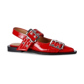 Wide Welt Buckle Slingback Flats