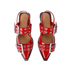 Wide Welt Buckle Slingback Flats